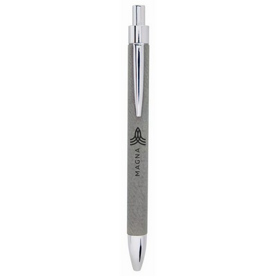 Gray Laser Engraved Leatherette Pen