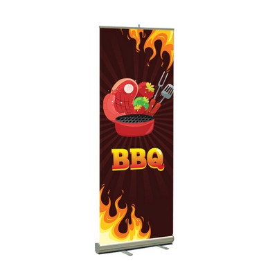 BBQ Pre Printed Premium Retractable Banner Dark Brown 33" x 80"