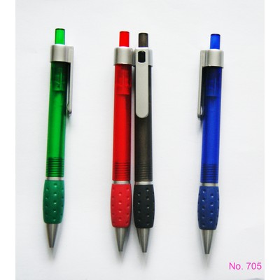 Retractable Ballpoint Pen w/Textured Rubber Grip