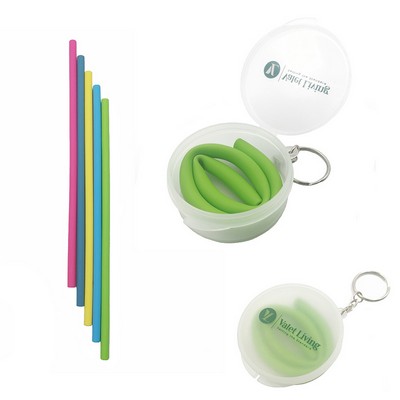 Reusable Silicone Drinking Straw In Case