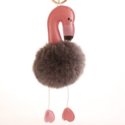 Customized Fur Flamingo Keychain