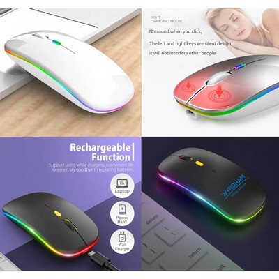 Kidder Bluetooth Wireless Mouse, LED Slim Dual Mode (Bluetooth 5.1 and 2.4G Wireless) White