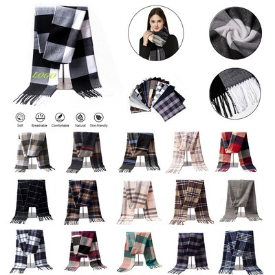 Unisex Plaid Cashmere Feel Winter Scarf