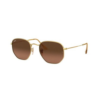 Ray-Ban® Gold/Brown Gradient Hexagonal Sunglasses