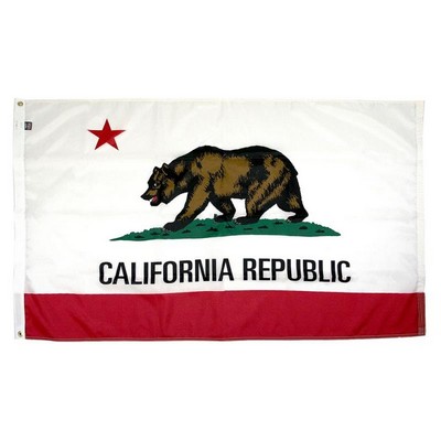 California Indoor Parade Flag w/Pole Hem & Fringe (3'x5')