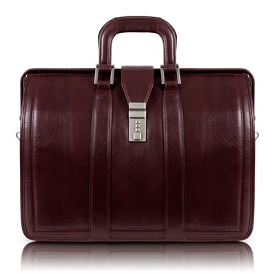 MORGAN | 17" Burgundy Leather Litigator Laptop Briefcase | McKleinUSA