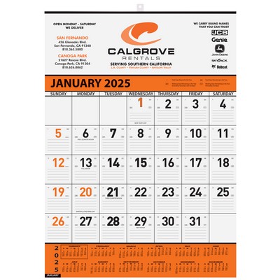 Orange Contractor Calendar w/2 Color Imprint