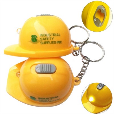 Mini Helmet Bottle Opener w/LED Light Keychain