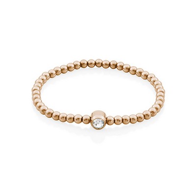 CJ Steelx "Mom and Me" Beaded Stretch Bracelet with 5mm Crystal - Rose Gold - 7"