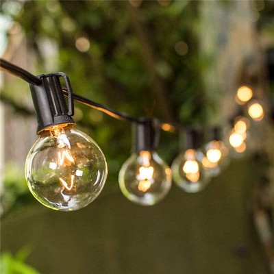 Outdoor String Lights 25 Feet G40 Globe Patio Lights with 26 Edison Glass Bulbs