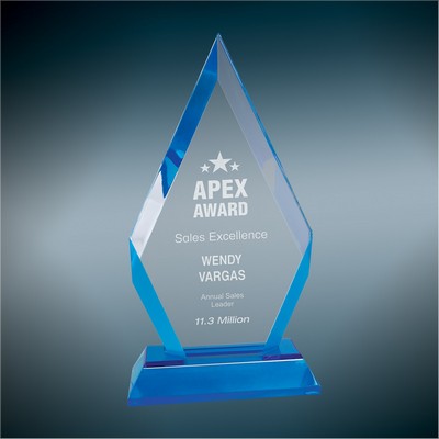 8" Blue Frosted Base Diamond Award