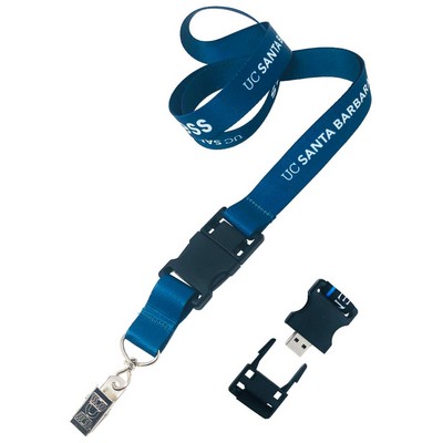 Nylon Detachable 3/4" Lanyard with USB Flash Drive - 2GB