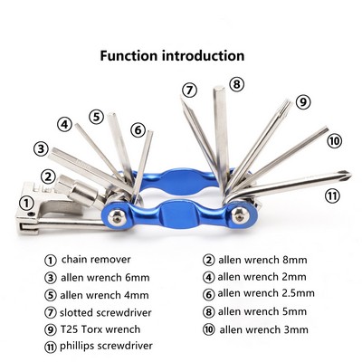 11 In 1 Stainless Steel Bicycle Repair Tools Multi Function Bike Maintain Tool Kit