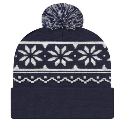 Cap America® USA Made Snowflake Knit Beanie (Embroidery)