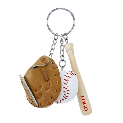 Mini Baseball Set Pendant Keychain