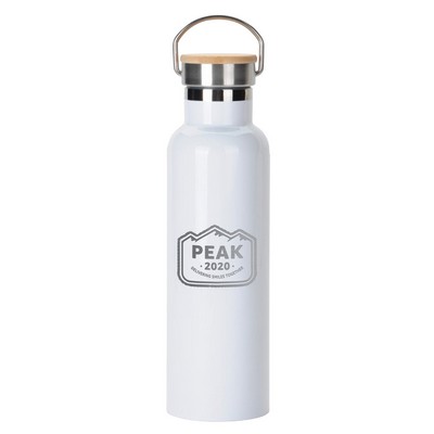 Promo Revolution - 20 Oz. Stainless Steel Dual Wall Vacuum Sealed Bottle with Bamboo Lid