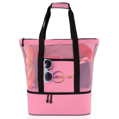 High-Capacity Mesh Beach Tote Detachable Bag