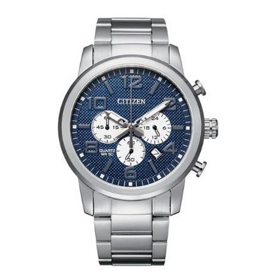 Citizen® Men's Quartz Silver-Tone Watch w/Blue Dial