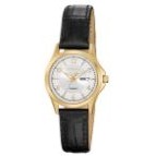 Citizen® Ladies' Quartz Black Leather Strap Watch w/Silver Dial