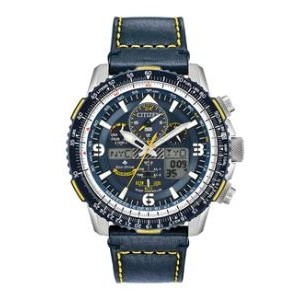 Citizen® Men's Promaster Blue Angels® Skyhawk A-T Eco-Drive® Blue Leather Strap Watch