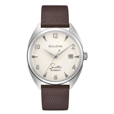 Citizen® Bulova Frank Sinatra Men's Automatic Brown Lizard Strap Watch w/Silver White Dial