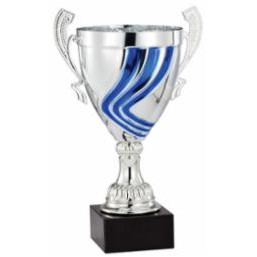 16" Assembled Italian Silver/Blue Cup Award