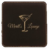 Square Black/Gold Leatherette Coaster