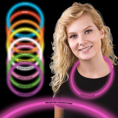 22" Pad Printed Single Color Superior Pink Glow Necklace