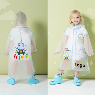 Kids EVA Clear Raincoat Rain Poncho Hooded Jacket Rain Coat for Boys Girls Children