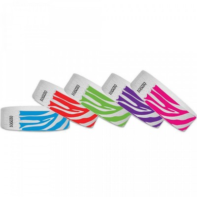 3/4" wide x 10" long - 3/4" Tyvek Wristband Design Zebra Blank 0/0