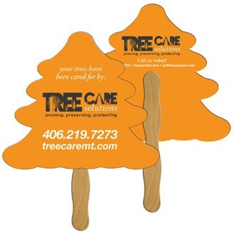 Evergreen Tree Hand Fan Full Color (2 Sides)