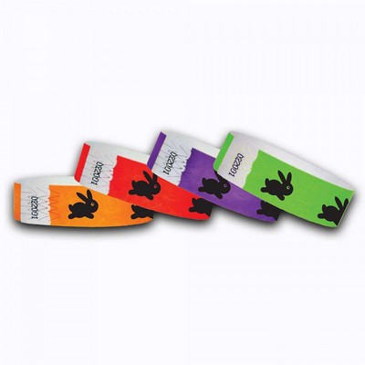 3/4" wide x 10" long - 3/4" Easter Bunny Tyvek Wristbands Printed 1/0