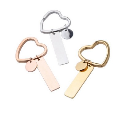 Stainless Steel Heart Shape Key Ring Pendant