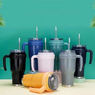 40 Oz. Vacuum Tumbler With Handle & Straw