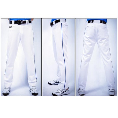 Premium Full Length Solid Color Baseball Pants with Piping and Contrasting Pockets - Taiwan Needle E