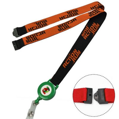 5/8 Woven Lanyard with Retractable Reel and Safety Breakaway