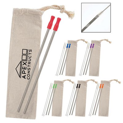 2-Pack Stainless Straw Kit with Cotton Pouch