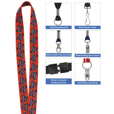 1" RPET Fine-Print Lanyard