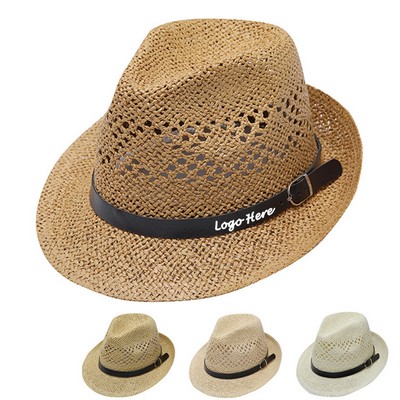 Hollow Out Woven Straw Fedora Hat