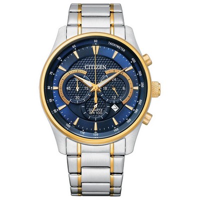 Citizen® Men's Quartz Chronograph Two-Tone Watch w/Blue Dial