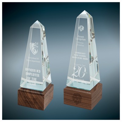 Obelisk Sierra Glass Award with Walnut Wood Base