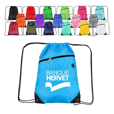 Zipper Polyester Drawstring Backpack