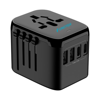 FCC Universal Travel Adapter W/2 USB Ports & 2 Type C Ports