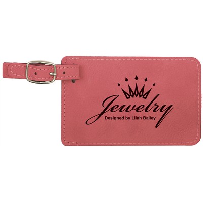 4 1/4" x 2 3/4" Pink Laserable Leatherette Luggage Tag