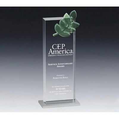 Laurel Tower Crystal Award, 8 7/8"H