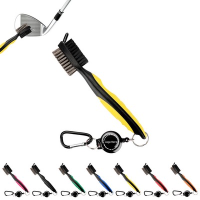 Golf Club Brush Groove Cleaner With Retractable Zip-Line