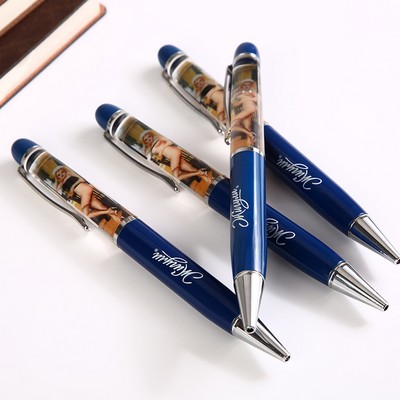 Metal Liquid Floating Pen Lady Changing Clothes Ball Pen