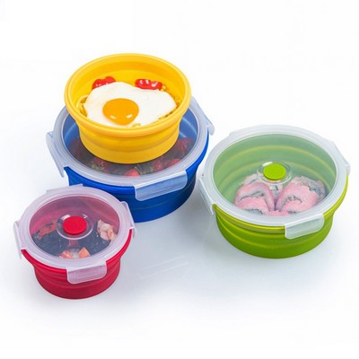 4 Pcs Silicone Round Collapsible Lunch Box Set