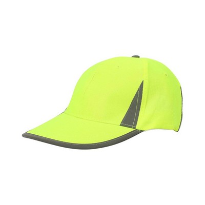 Hi Viz Reflective Tape Safety Baseball Cap with Hook & Loop Strap