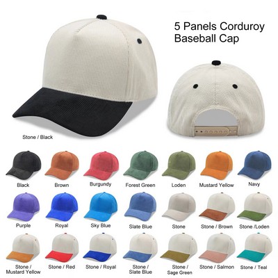 A Frame Corduroy 5 Panel Baseball Cap Snapback